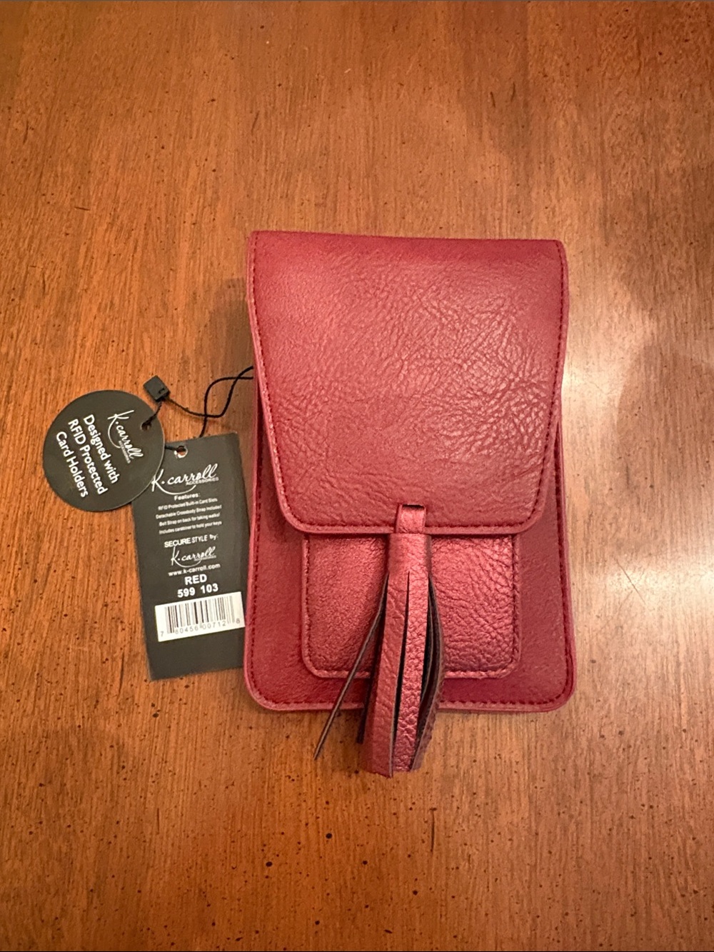 Red Crossbody Phone Pouch with RFID Card Holder